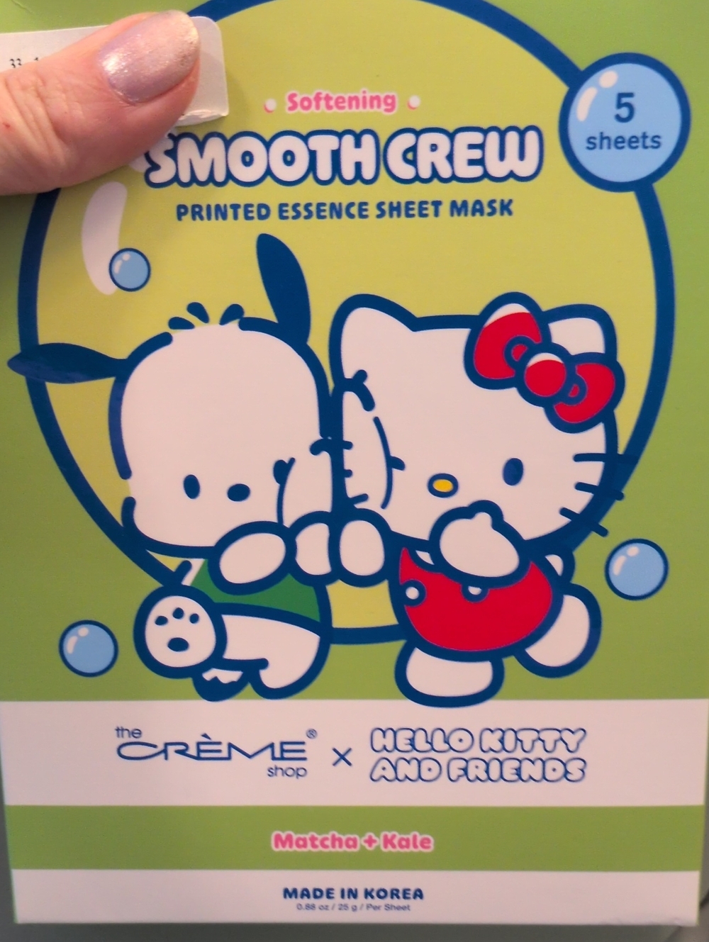 The Crème Shop Hello Kitty Matcha + Kale Softening Sheet Mask – Green